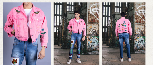 Pink Denim Jackets for Men: Bold Sustainable Denim Style